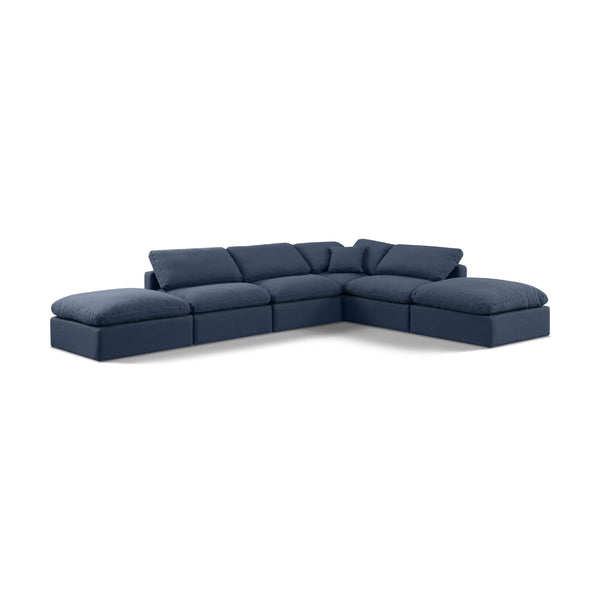 Meridian Indulge Navy Linen Textured Fabric Modular Sectional IMAGE 1