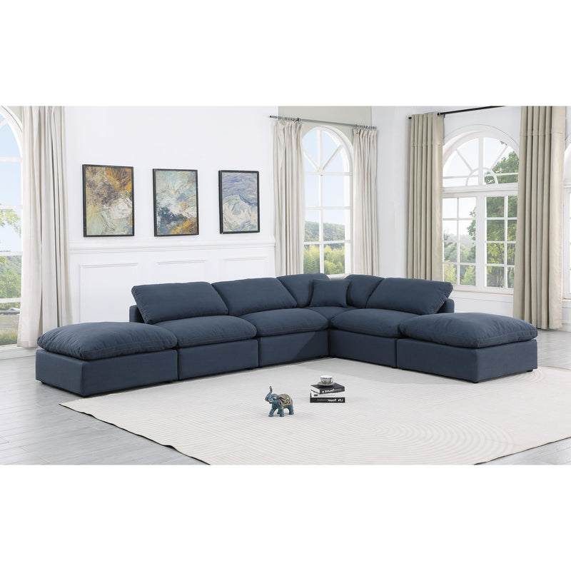 Meridian Indulge Navy Linen Textured Fabric Modular Sectional IMAGE 2