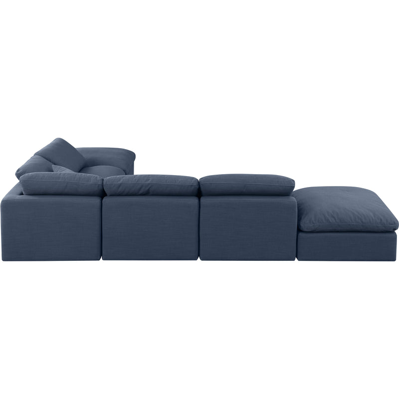Meridian Indulge Navy Linen Textured Fabric Modular Sectional IMAGE 3