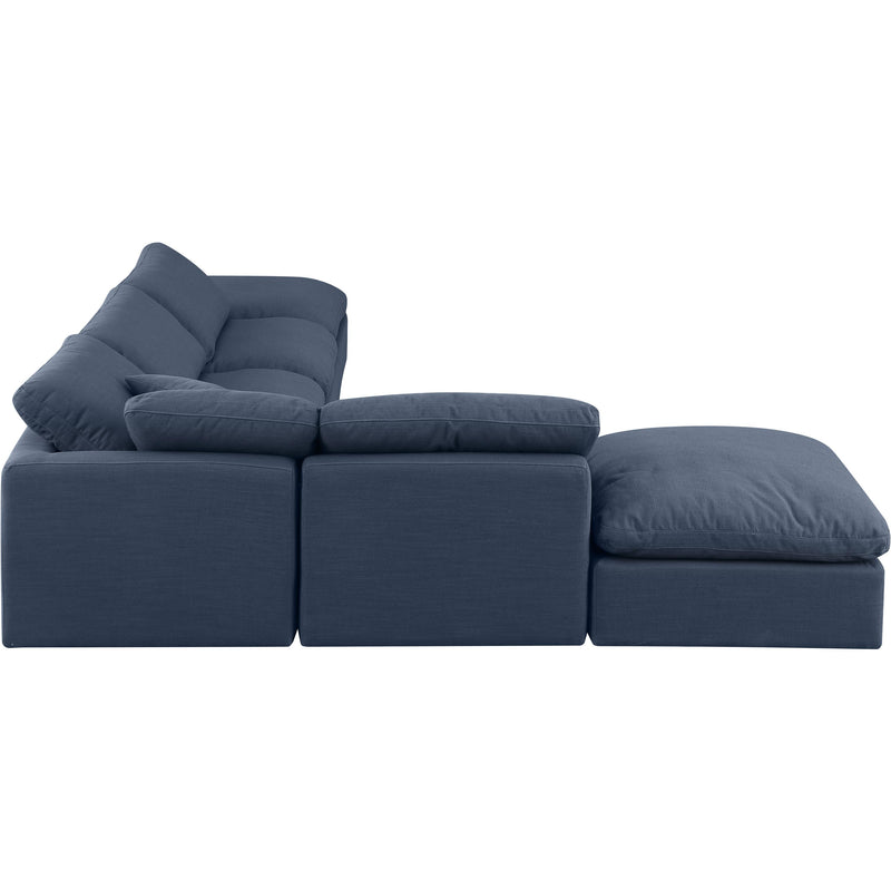 Meridian Indulge Navy Linen Textured Fabric Modular Sectional IMAGE 5