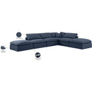 Meridian Indulge Navy Linen Textured Fabric Modular Sectional IMAGE 7