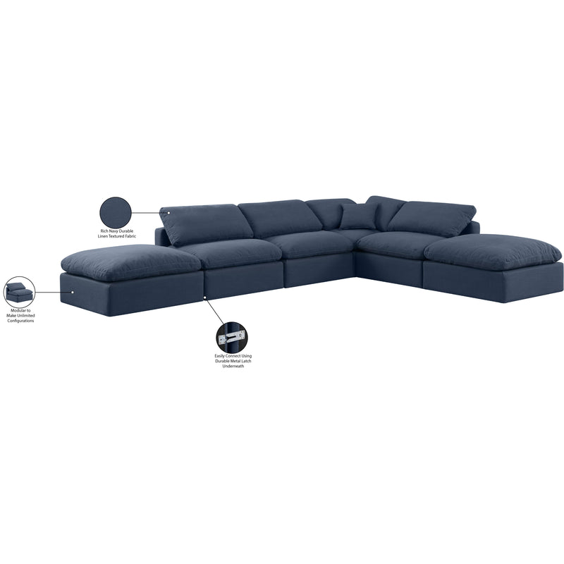 Meridian Indulge Navy Linen Textured Fabric Modular Sectional IMAGE 7