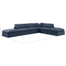 Meridian Indulge Navy Linen Textured Fabric Modular Sectional IMAGE 8