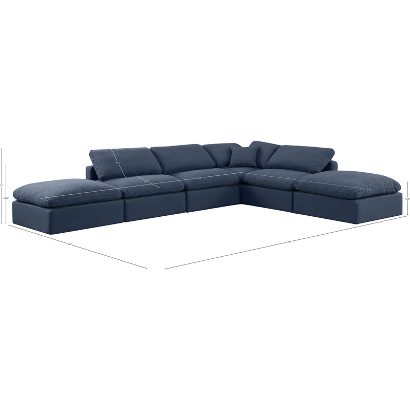 Meridian Indulge Navy Linen Textured Fabric Modular Sectional IMAGE 8