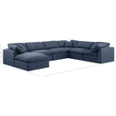 Meridian Indulge Navy Linen Textured Fabric Modular Sectional IMAGE 10