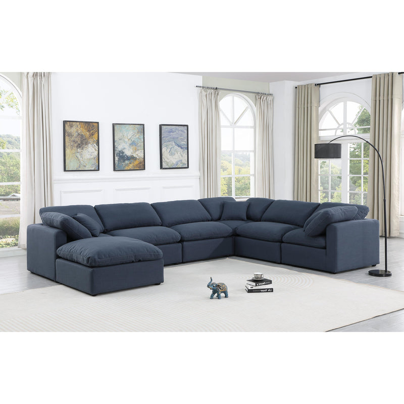 Meridian Indulge Navy Linen Textured Fabric Modular Sectional IMAGE 2