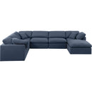 Meridian Indulge Navy Linen Textured Fabric Modular Sectional IMAGE 4