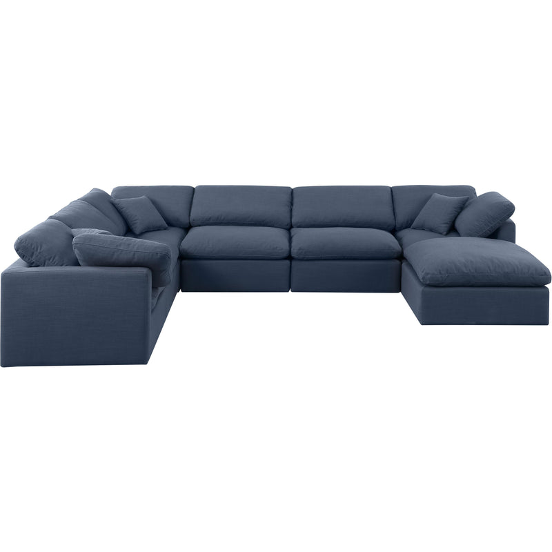 Meridian Indulge Navy Linen Textured Fabric Modular Sectional IMAGE 4