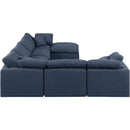 Meridian Indulge Navy Linen Textured Fabric Modular Sectional IMAGE 5