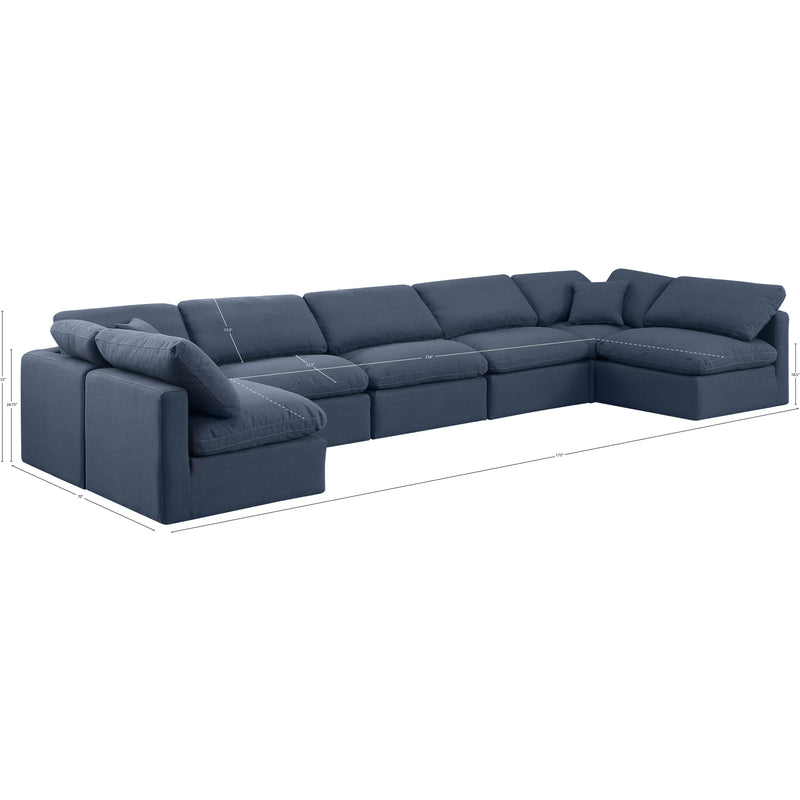 Meridian Indulge Navy Linen Textured Fabric Modular Sectional IMAGE 10