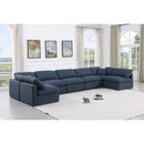 Meridian Indulge Navy Linen Textured Fabric Modular Sectional IMAGE 2