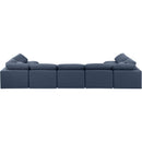 Meridian Indulge Navy Linen Textured Fabric Modular Sectional IMAGE 3
