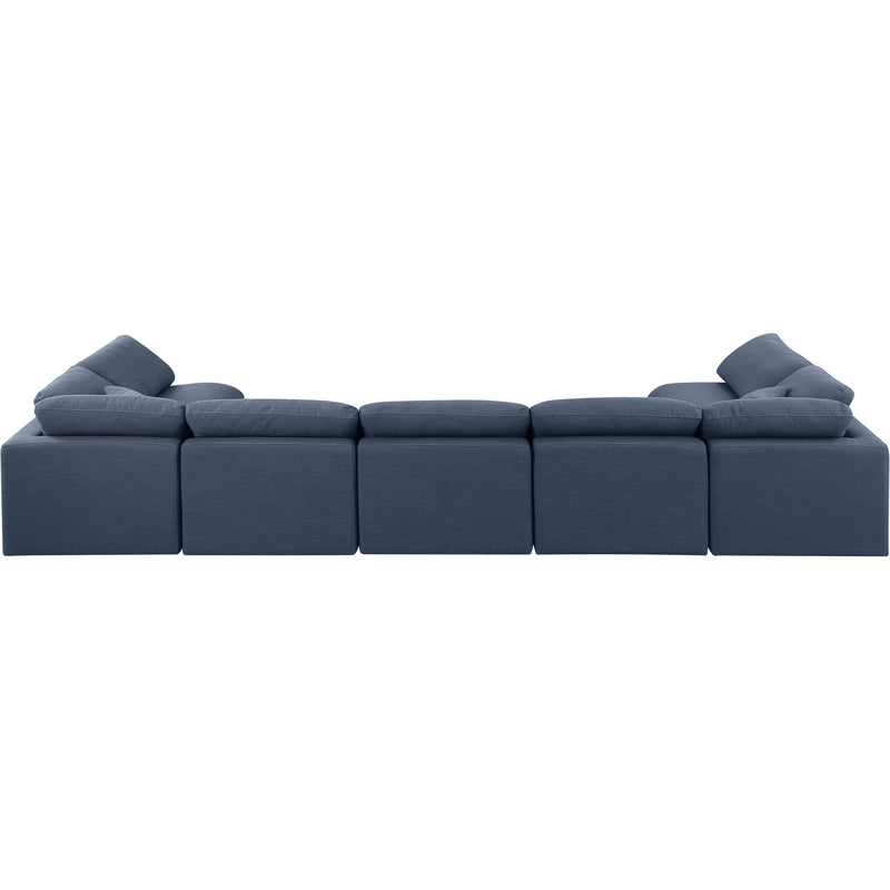 Meridian Indulge Navy Linen Textured Fabric Modular Sectional IMAGE 3