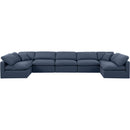 Meridian Indulge Navy Linen Textured Fabric Modular Sectional IMAGE 4