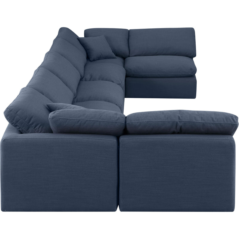 Meridian Indulge Navy Linen Textured Fabric Modular Sectional IMAGE 5