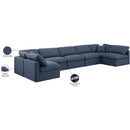 Meridian Indulge Navy Linen Textured Fabric Modular Sectional IMAGE 9