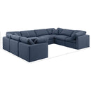 Meridian Indulge Navy Linen Textured Fabric Modular Sectional IMAGE 10