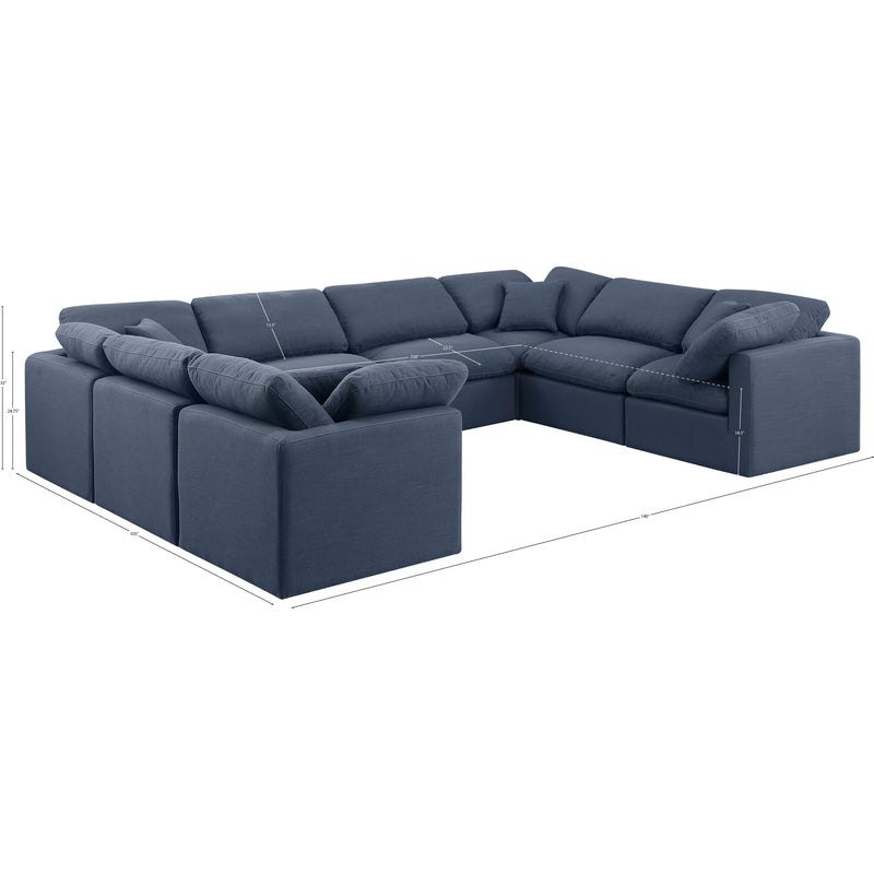 Meridian Indulge Navy Linen Textured Fabric Modular Sectional IMAGE 10