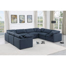 Meridian Indulge Navy Linen Textured Fabric Modular Sectional IMAGE 2