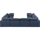 Meridian Indulge Navy Linen Textured Fabric Modular Sectional IMAGE 3