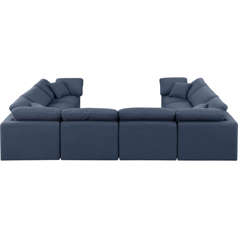Meridian Indulge Navy Linen Textured Fabric Modular Sectional IMAGE 3
