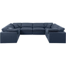 Meridian Indulge Navy Linen Textured Fabric Modular Sectional IMAGE 4