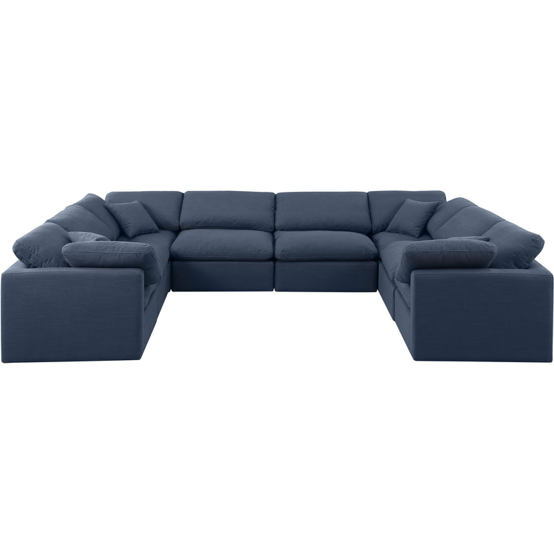 Meridian Indulge Navy Linen Textured Fabric Modular Sectional IMAGE 4