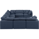 Meridian Indulge Navy Linen Textured Fabric Modular Sectional IMAGE 5