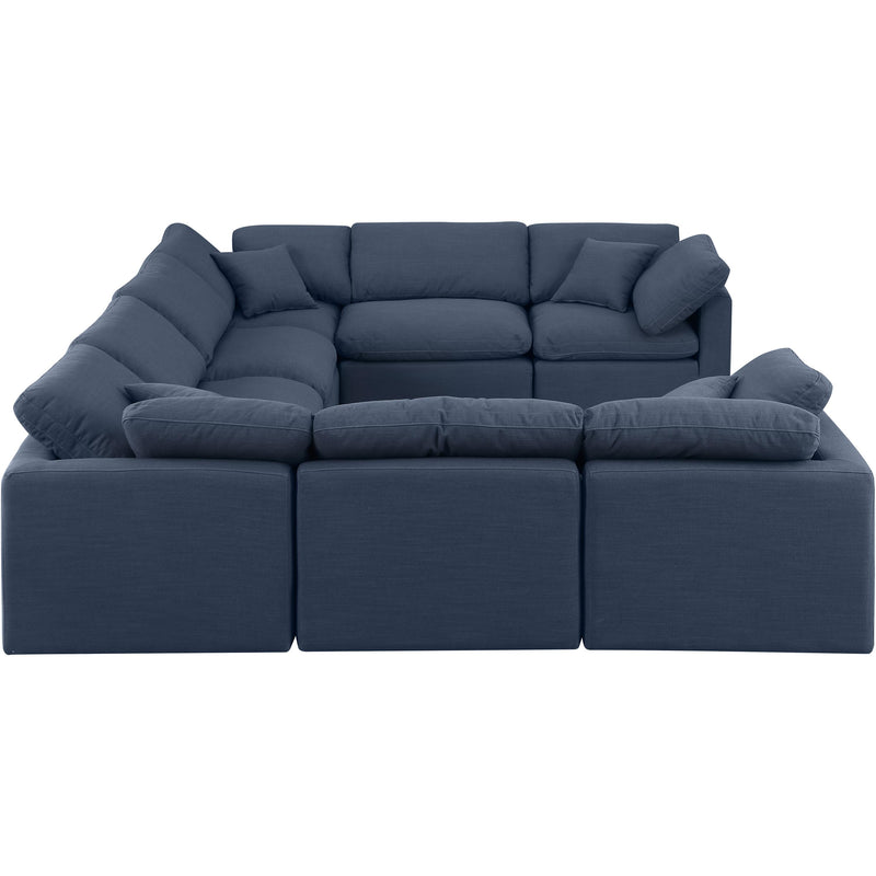 Meridian Indulge Navy Linen Textured Fabric Modular Sectional IMAGE 5