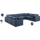 Meridian Indulge Navy Linen Textured Fabric Modular Sectional IMAGE 9
