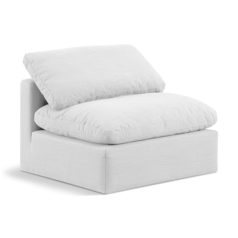 Meridian Indulge White Linen Textured Fabric Armless Chair IMAGE 1