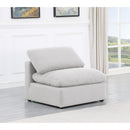 Meridian Indulge White Linen Textured Fabric Armless Chair IMAGE 2