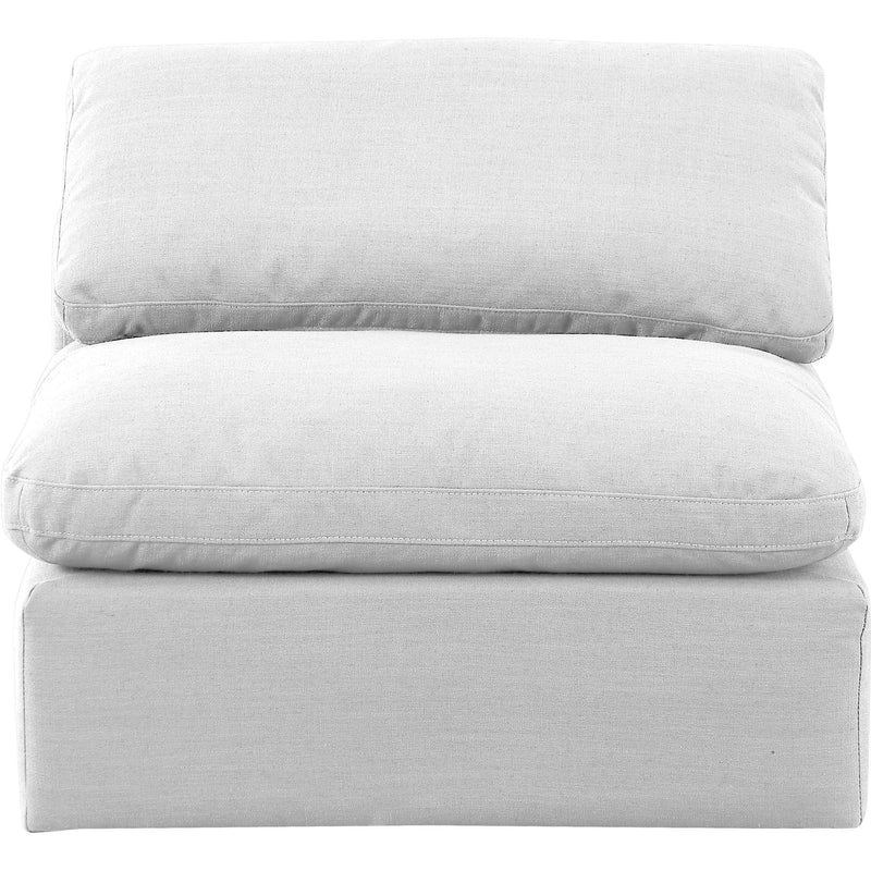 Meridian Indulge White Linen Textured Fabric Armless Chair IMAGE 4