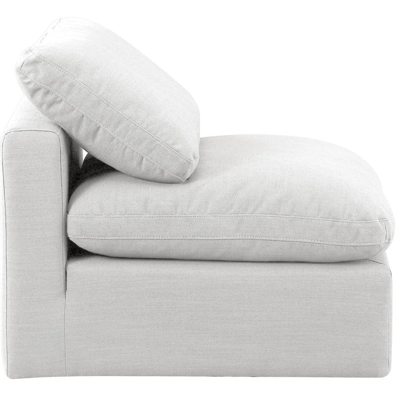 Meridian Indulge White Linen Textured Fabric Armless Chair IMAGE 5