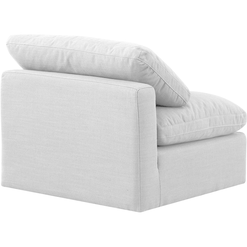 Meridian Indulge White Linen Textured Fabric Armless Chair IMAGE 6