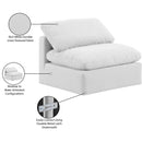 Meridian Indulge White Linen Textured Fabric Armless Chair IMAGE 8