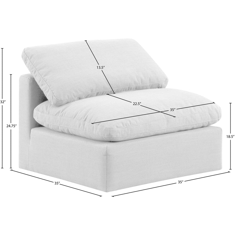 Meridian Indulge White Linen Textured Fabric Armless Chair IMAGE 9