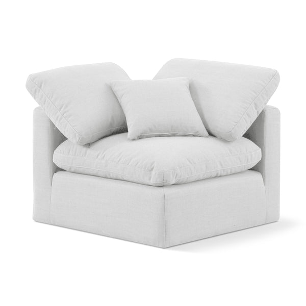 Meridian Indulge White Linen Textured Fabric Corner Chair IMAGE 1