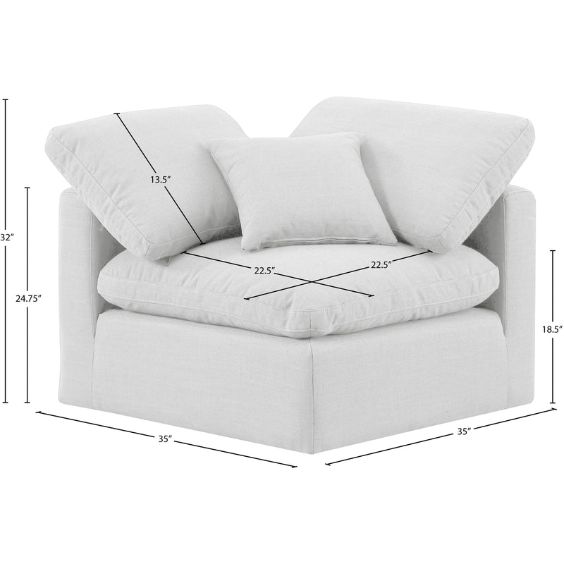 Meridian Indulge White Linen Textured Fabric Corner Chair IMAGE 9
