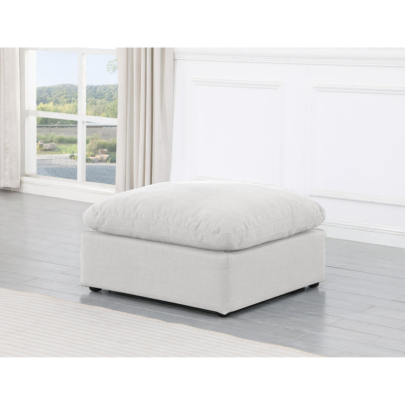 Meridian Indulge White Linen Textured Fabric Ottoman IMAGE 2