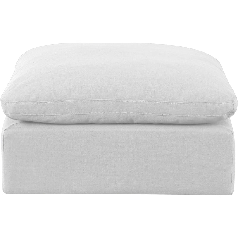 Meridian Indulge White Linen Textured Fabric Ottoman IMAGE 3
