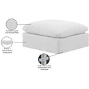 Meridian Indulge White Linen Textured Fabric Ottoman IMAGE 5