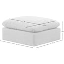 Meridian Indulge White Linen Textured Fabric Ottoman IMAGE 6