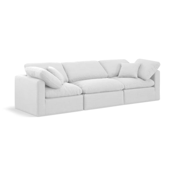 Meridian Indulge White Linen Textured Fabric Modular Sofa IMAGE 1