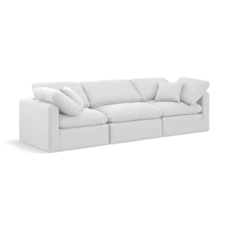Meridian Indulge White Linen Textured Fabric Modular Sofa IMAGE 1