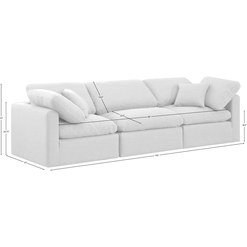 Meridian Indulge White Linen Textured Fabric Modular Sofa IMAGE 9