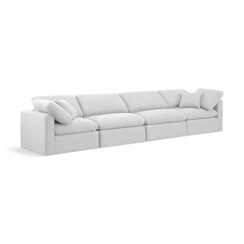 Meridian Indulge White Linen Textured Fabric Modular Sofa IMAGE 1