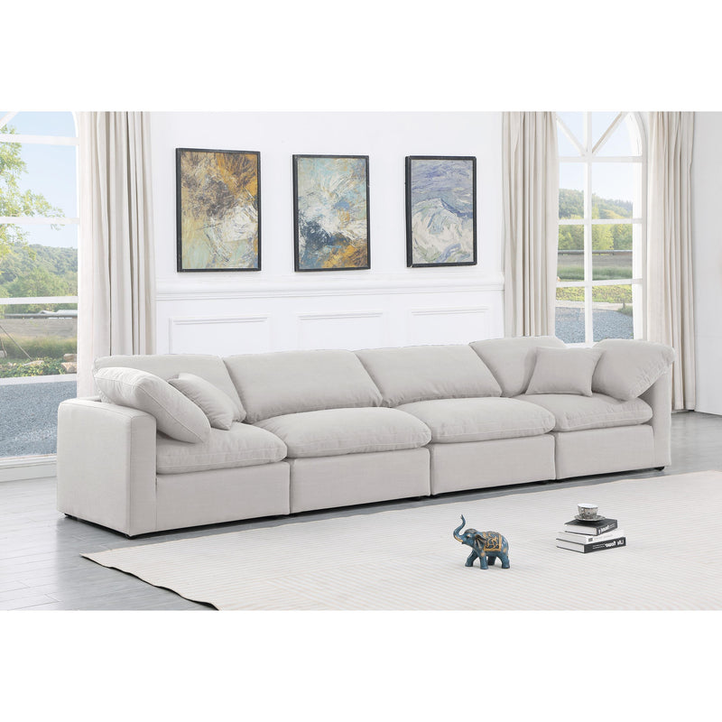 Meridian Indulge White Linen Textured Fabric Modular Sofa IMAGE 2