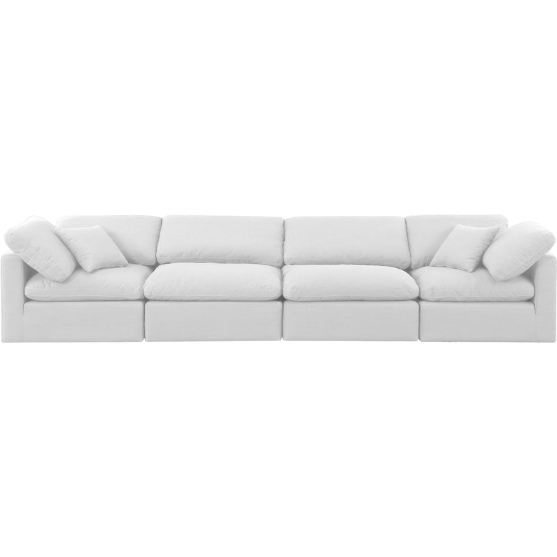 Meridian Indulge White Linen Textured Fabric Modular Sofa IMAGE 4
