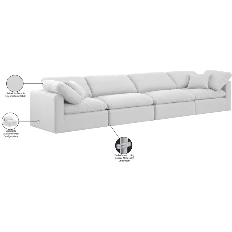 Meridian Indulge White Linen Textured Fabric Modular Sofa IMAGE 8